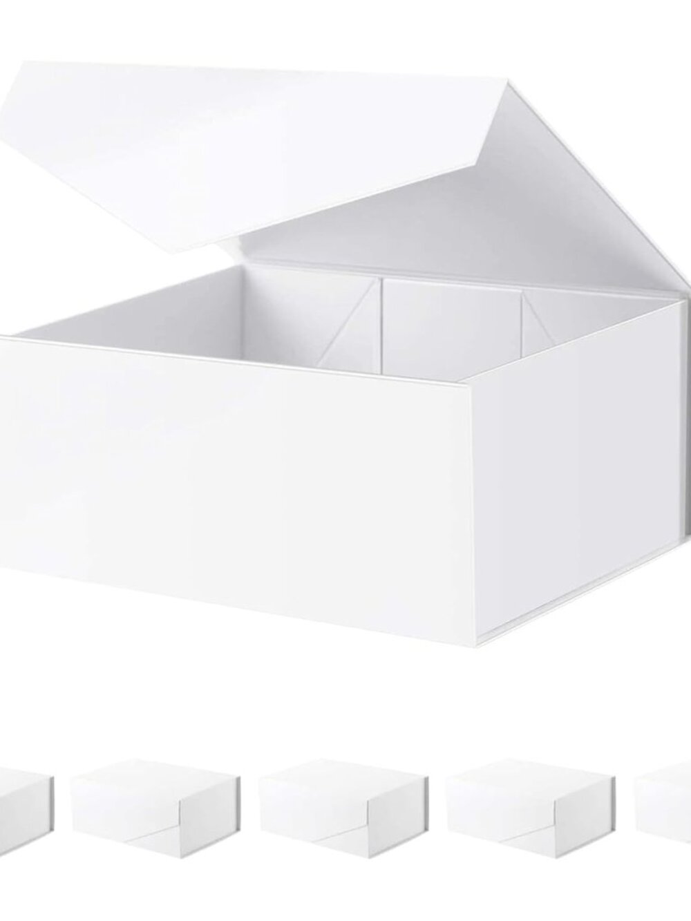 6 Gift Boxes 9x6.5x3.8 Inches with Magnetic Lids Glossy White